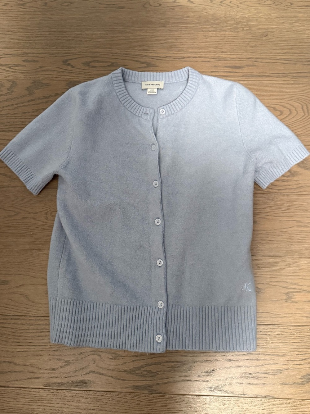 Calvin Klein Blue Short-Sleeve Button Cardigan